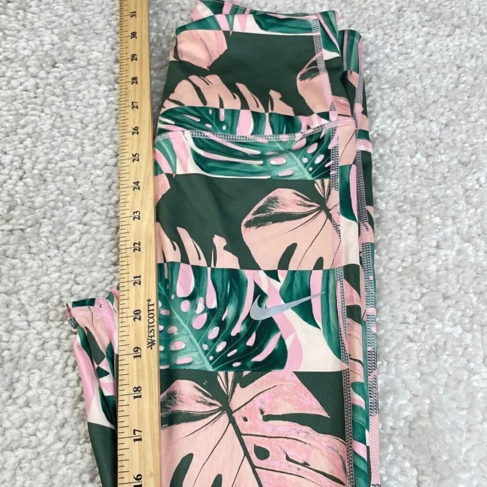 Nike Dri Fit High Rise Tight Fit Running Crop Legging Botanical - Picture 8 of 9